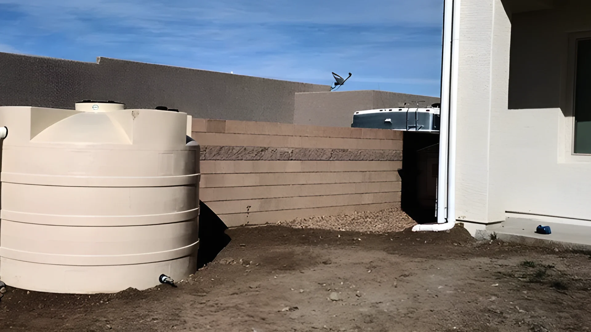 a newly installed vertical water tank