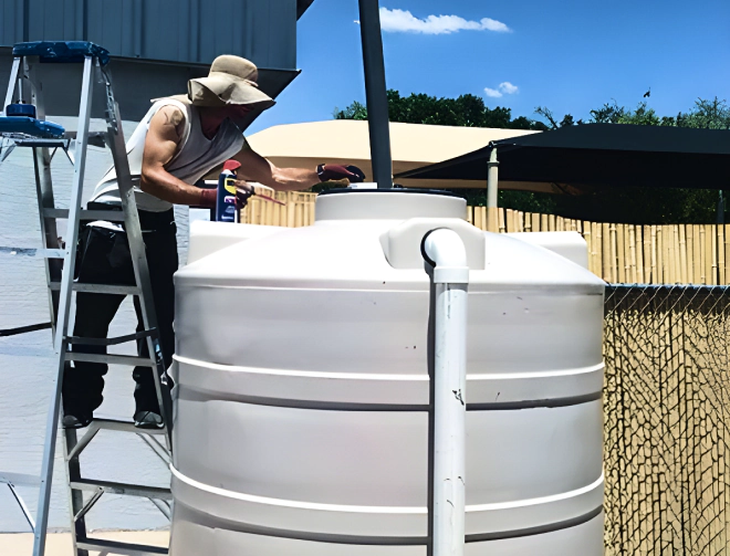 an ongoing vertical tank installation